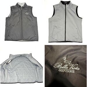 Under Armour Reversible Bella Vista Golf Full Zip Vest Black Gray Mens XL 
